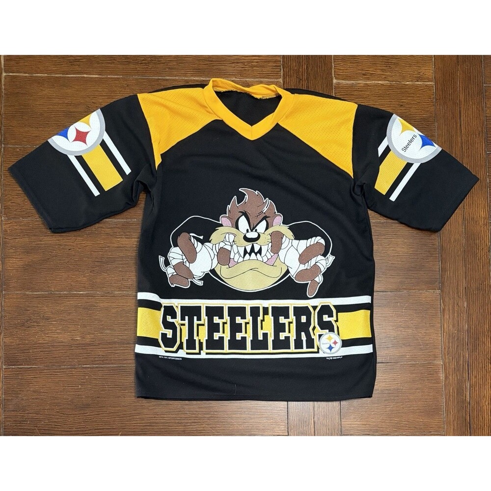 Sportonics 1998 Pittsburgh Steelers Taz Looney Tunes Jersey Mens Size S NFL